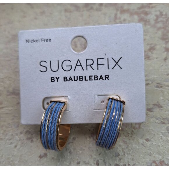NEW Sugarfix By Baublebar Gold-Tone Hoop Earrings Nickel Free Purple & Gold - Picture 1 of 2